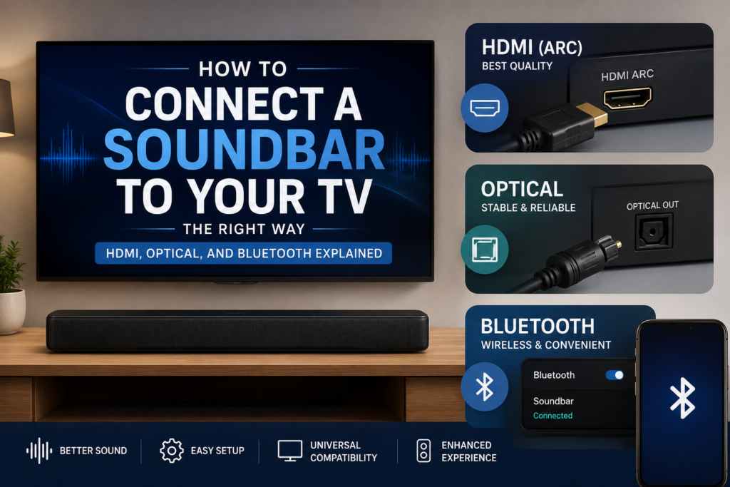 How to Connect a Soundbar to Your TV the Right Way: HDMI, Optical, and Bluetooth Explained 