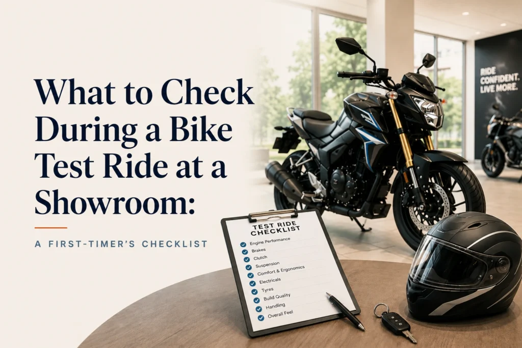 What to Check During a Bike Test Ride at a Showroom: A First-Timer’s Checklist 