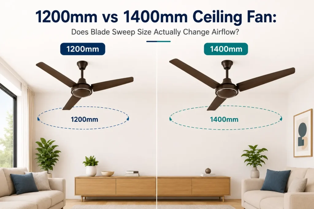1200mm vs 1400mm Ceiling Fan: Does Blade Sweep Size Actually Change Airflow? 