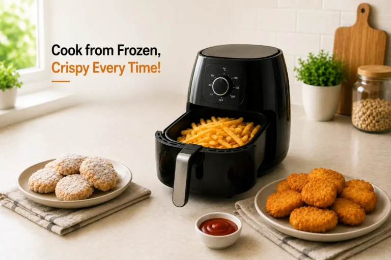 frozen food cooking in an air fryer