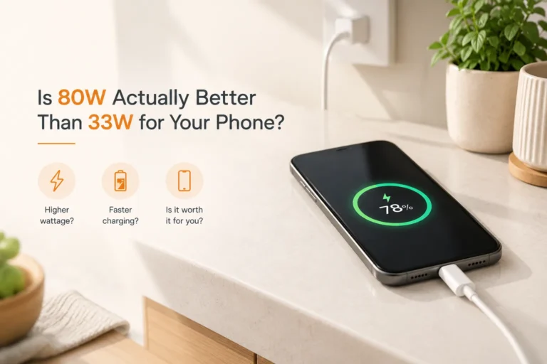 Smartphone charging with fast charging wattage comparison