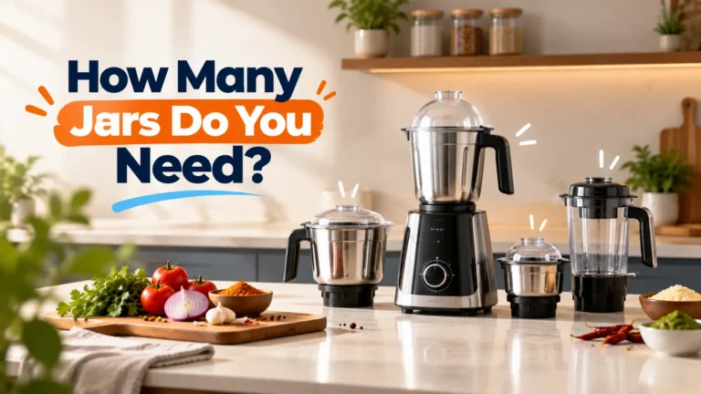 Mixer grinder with multiple jars for different kitchen grinding and blending needs.