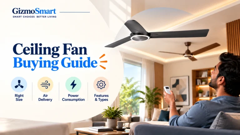Modern ceiling fans with a person using a remote control.